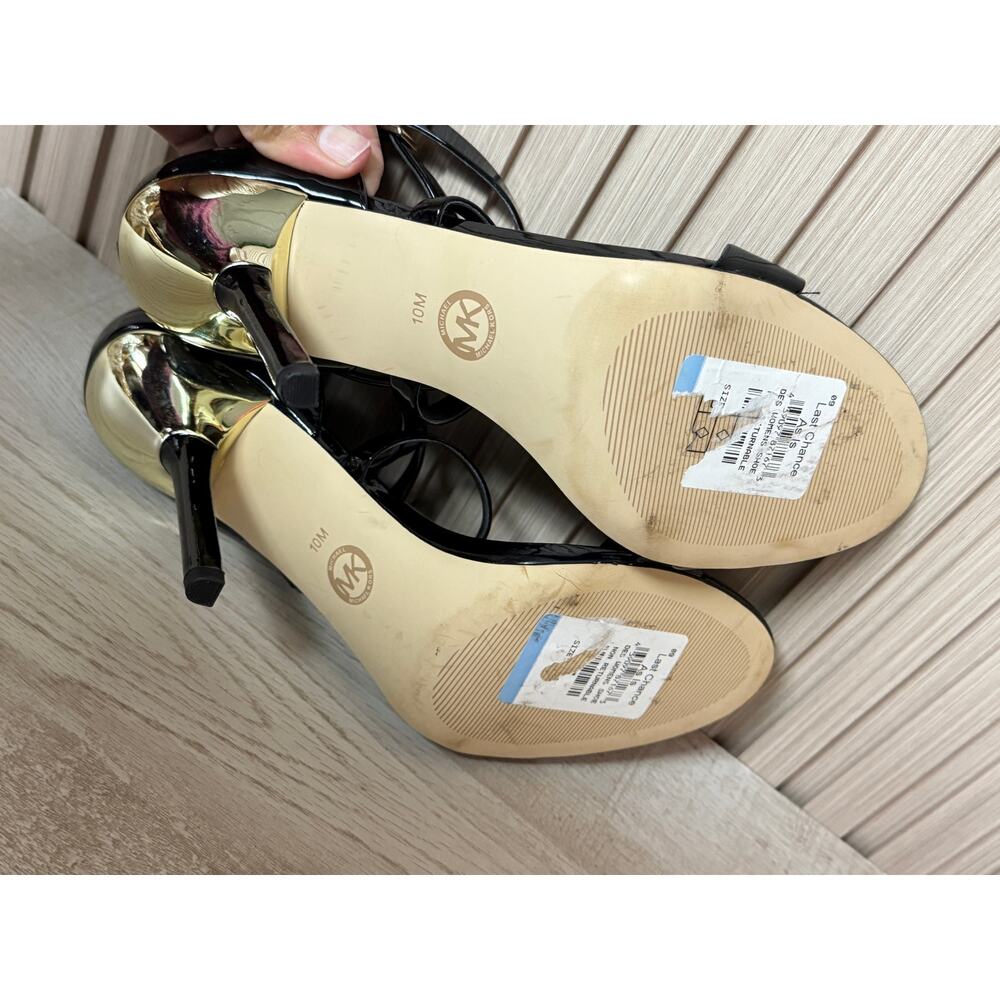 MICHAEL KORS Astrid Sandal Black Patent Leather Women’s Shoes Sz 10 - Picture 13 of 13